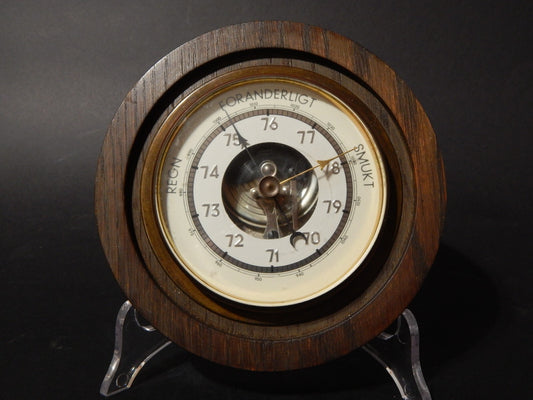 VINTAGE BAROMETRO ANEROIDE DANESE CON CORNICE IN LEGNO #