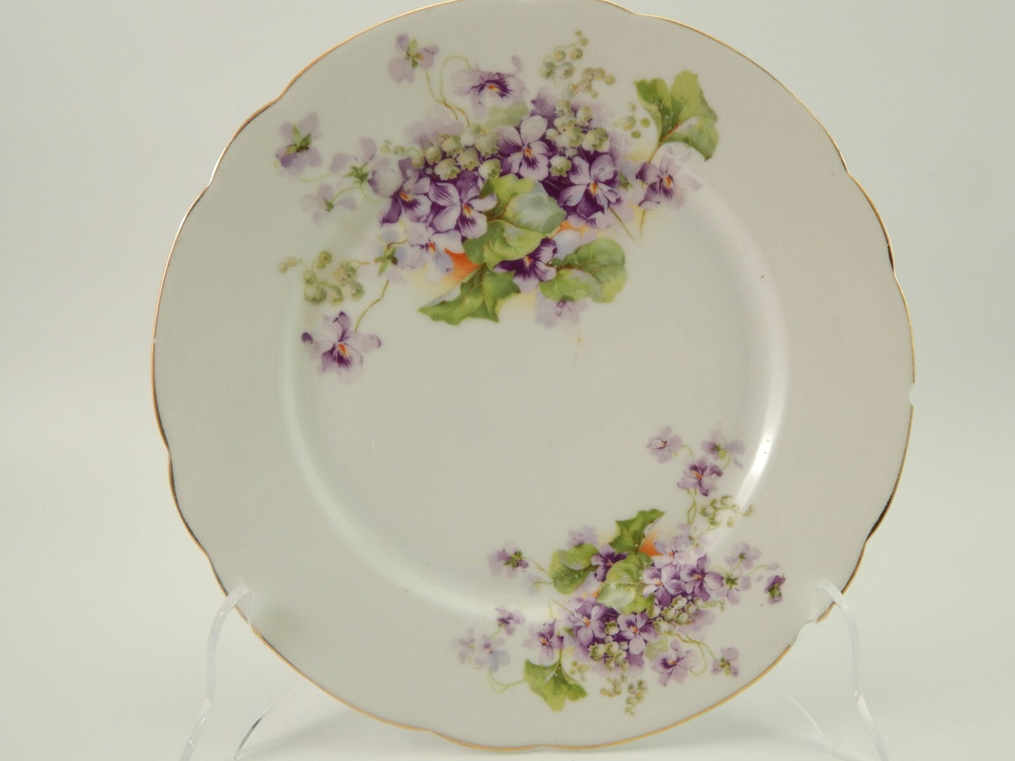 ANTICO LOTTO 6 PIATTI LIBERTY PORCELLANA BAVARIA VIOLETTE FINE 800 CON DIFETTI