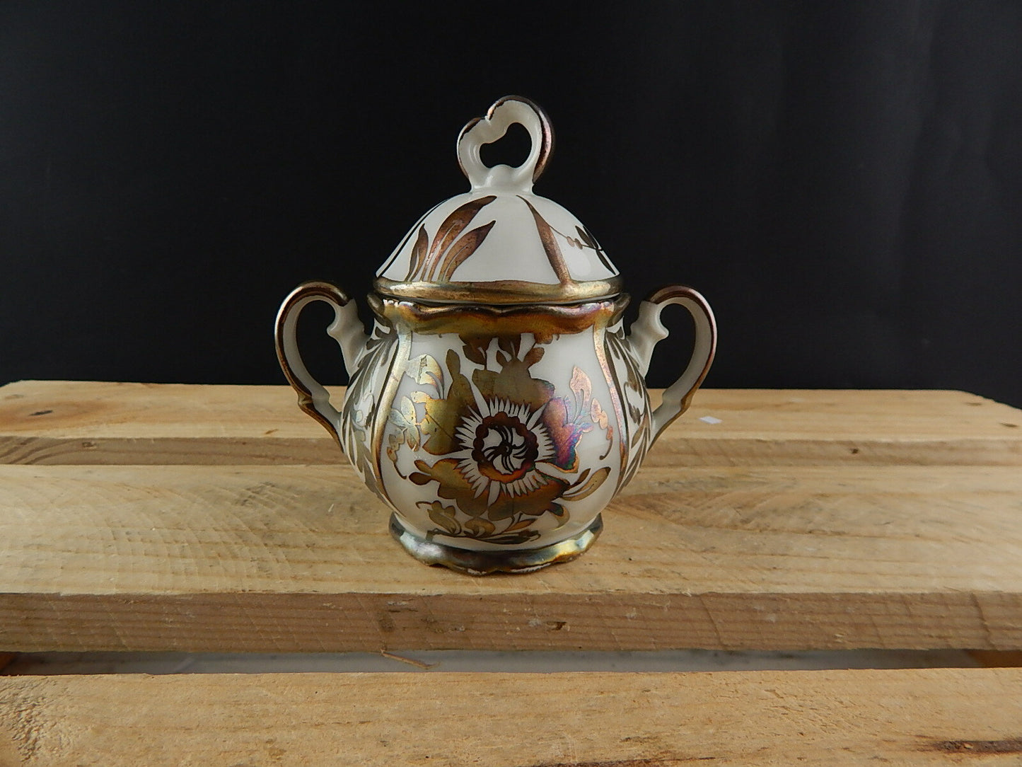 ANTICA ZUCCHERIERA POTICHE PORCELLANA BAVARIA ART NOUVEAU DIPINTA ARGENTO 925