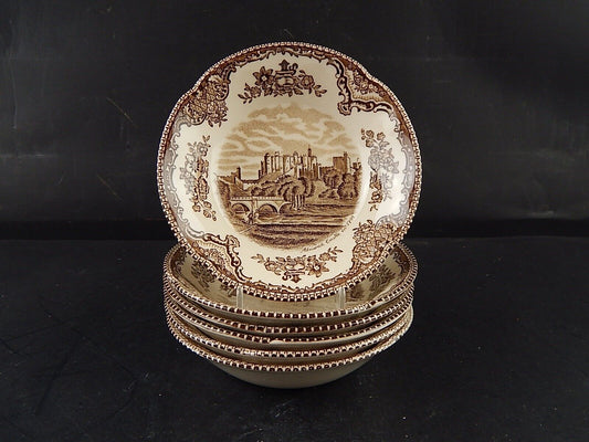 VINTAGE JOHNSON BROS OLD BRITAIN CASTLE SERVIZIO 6 CIOTOLE SEMI-PORCELLANA