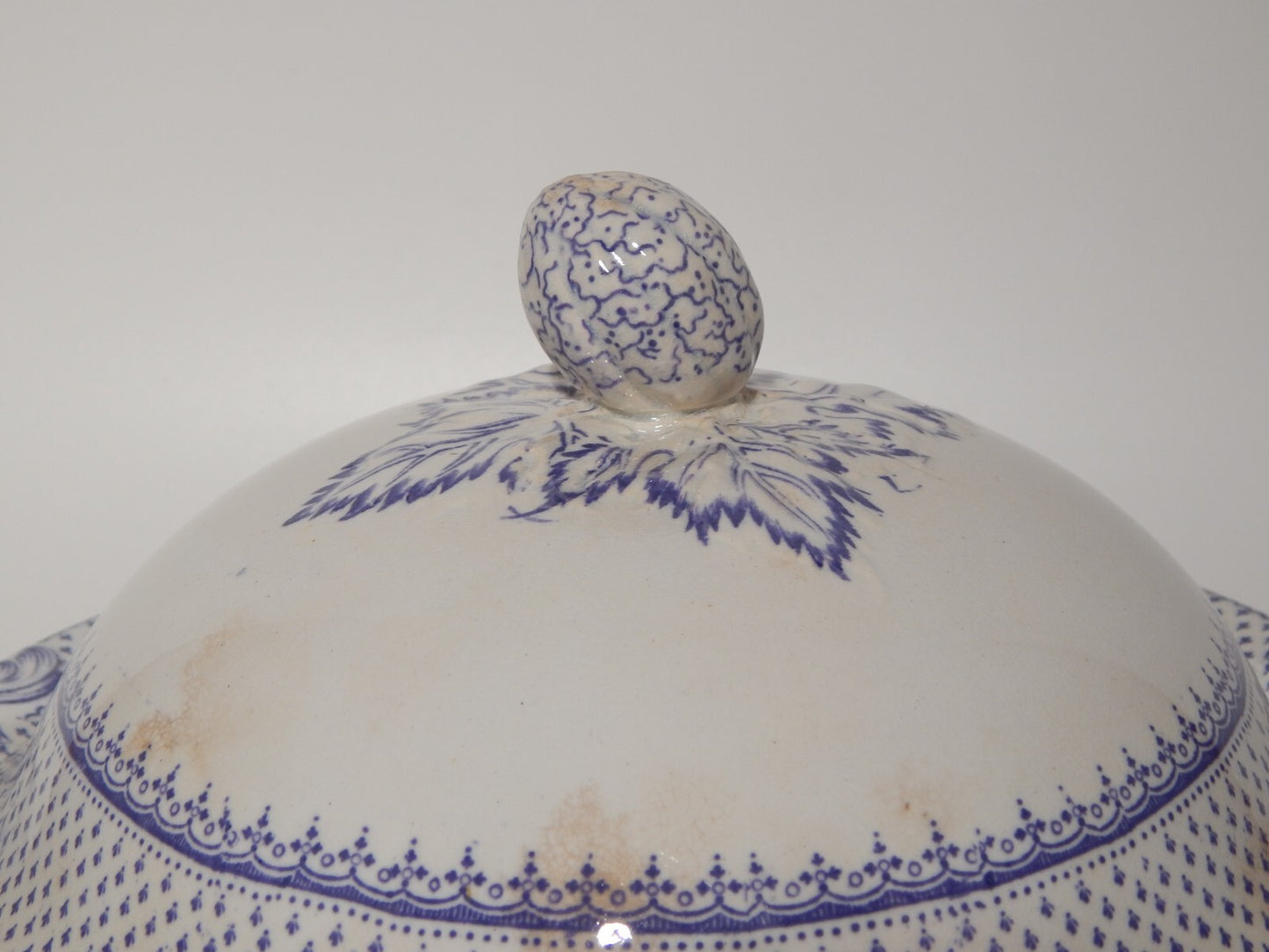 ANTICA LEGUMIERA CENTROTAVOLA CERAMICA INGLESE PRIMAVESI ERMINE BORDER VIOLA ##