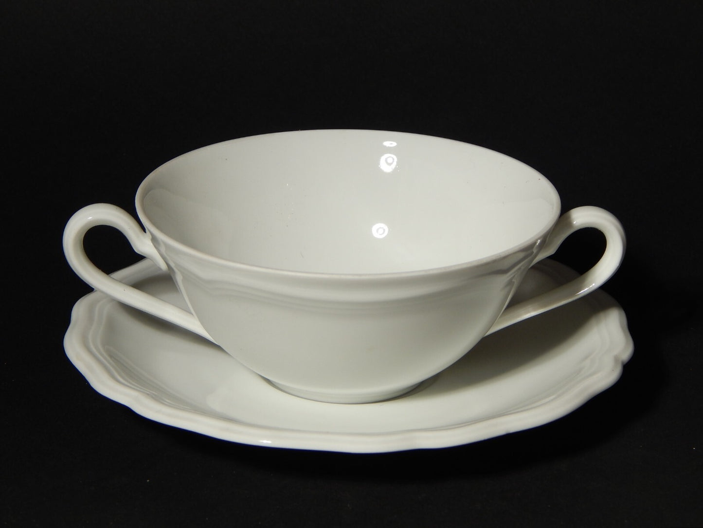 ANTICO SERVIZIO 6 TAZZE BRODO PORCELLANA BIANCA MARIE LUISE BAVARIA SELTMANN W.