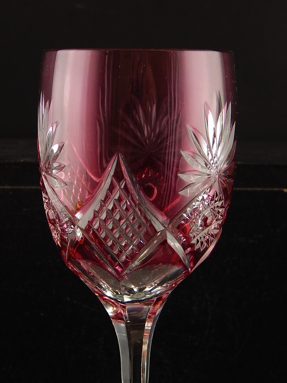 PREZIOSO VINTAGE BICCHIERE CALICE CRISTALLO GERMANIA MOLATO NACHTMANN RUBINO