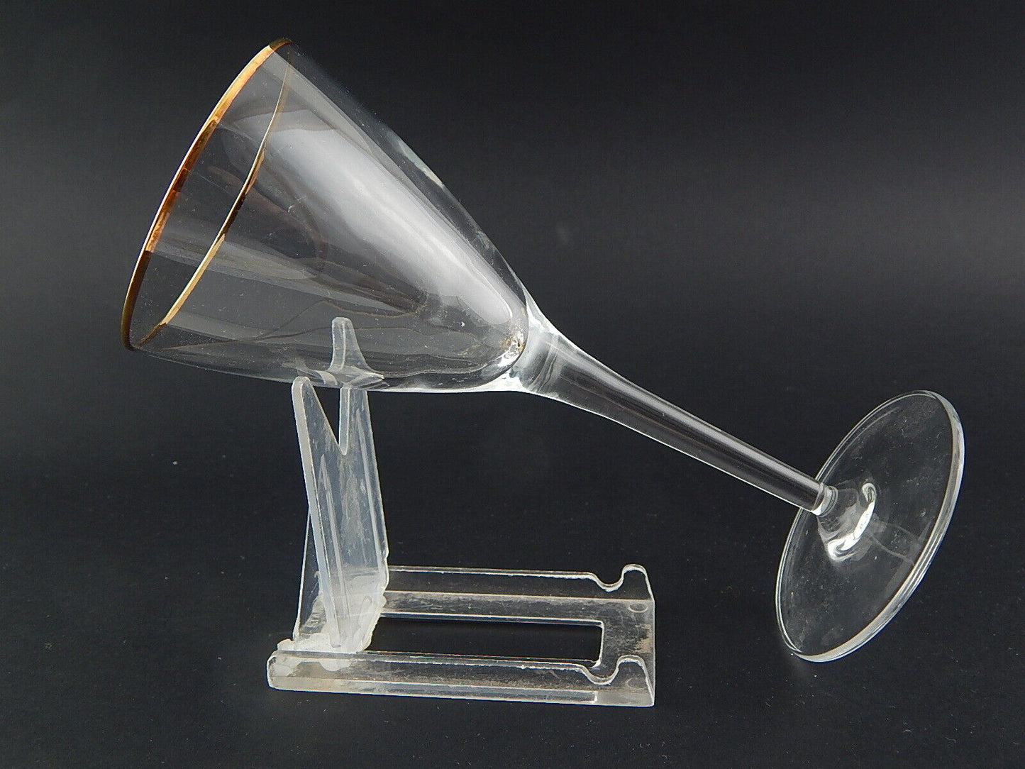 ANTICO RARO ART DECO BICCHIERE CALICE CRISTALLO CON PROFILO ORO ZECCHINO