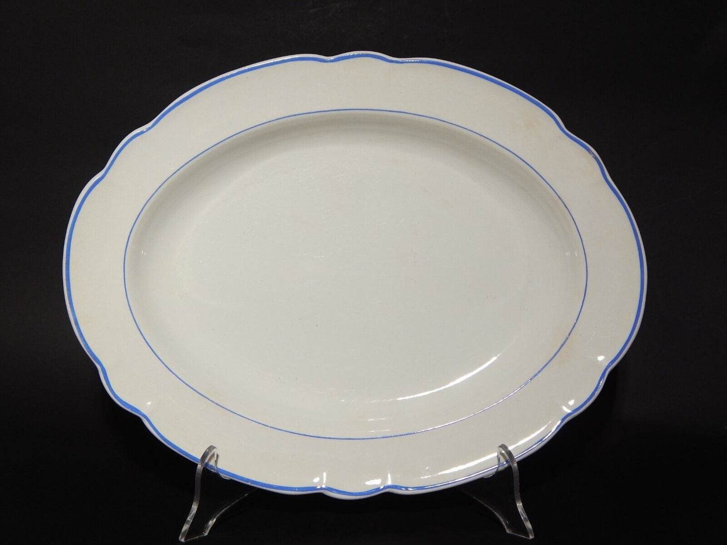 ANTICO RARO VASSOIO CERAMICA BIANCA PROFILO BLU RICHARD MILANO FINE 800