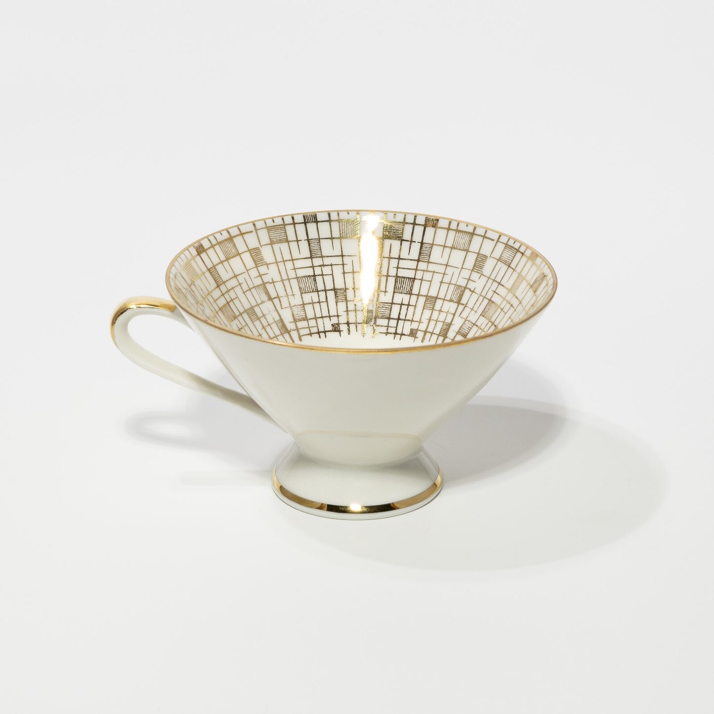 ANTICA TAZZA TÈ ART DECO PORCELLANA BAVARIA OSCAR SCHALLER DECORO ORO ##