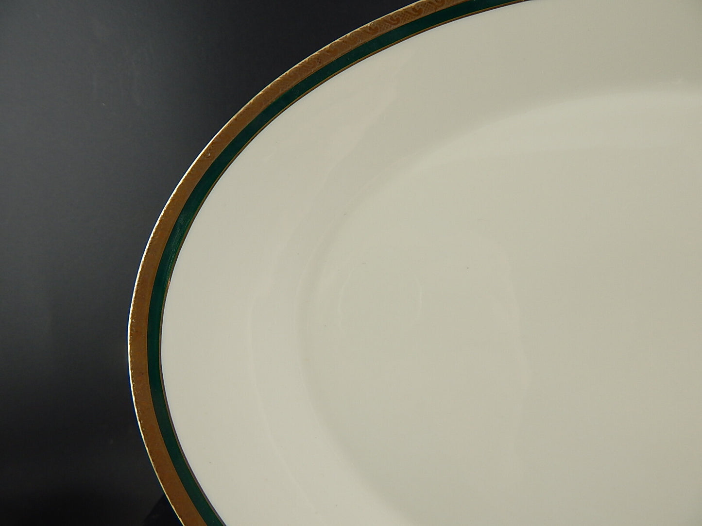 RETRO ELEGANTE PIATTO VASSOIO IMPERO PORCELLANA BAVARIA AVORIO SMERALDO ORO