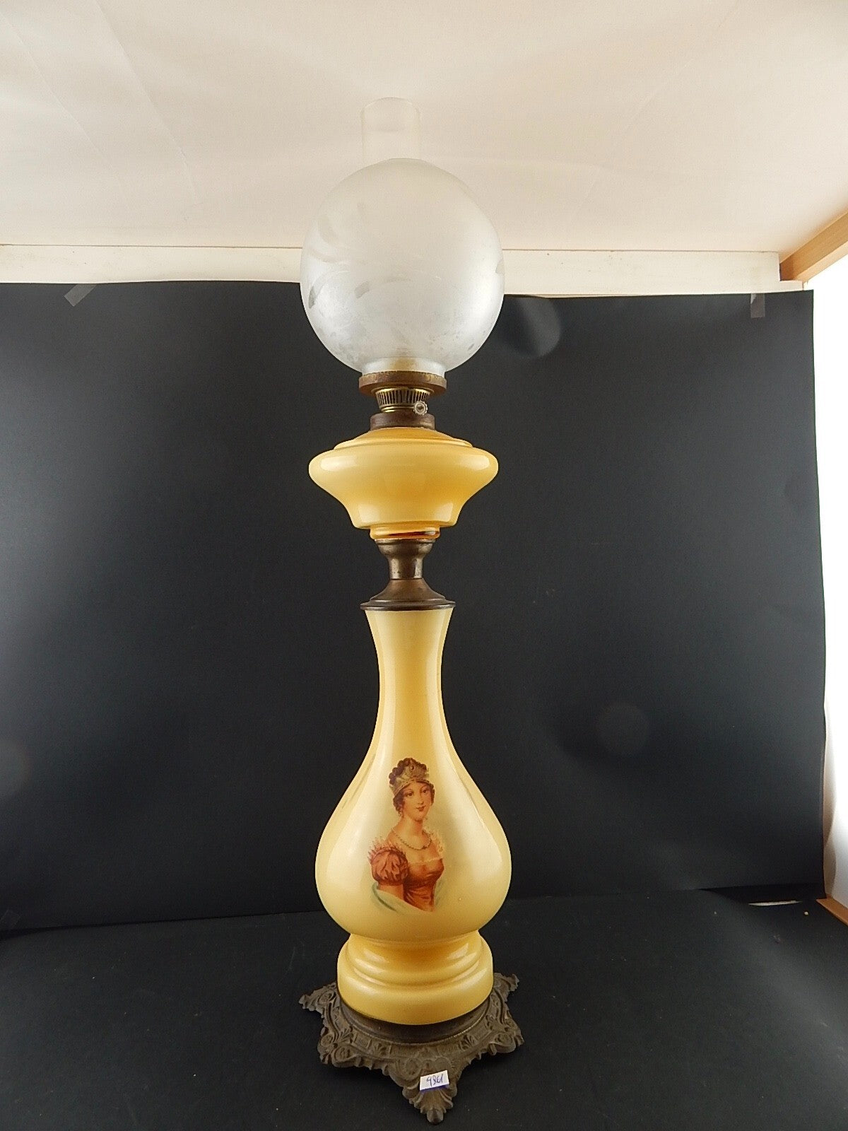 ANTICA COPPIA LAMPADE TAVOLO LUMI A PETROLIO STILE IMPERO NAPOLEONE GIUSEPPINA