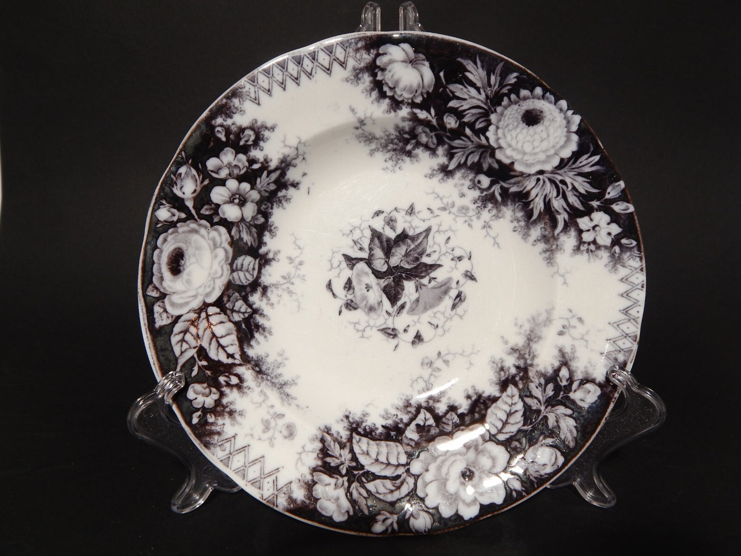 ANTICO PIATTO FONDO CERAMICA JARDINIERE VILLEROY & BOCH FINE '800 DIFETTO B1137