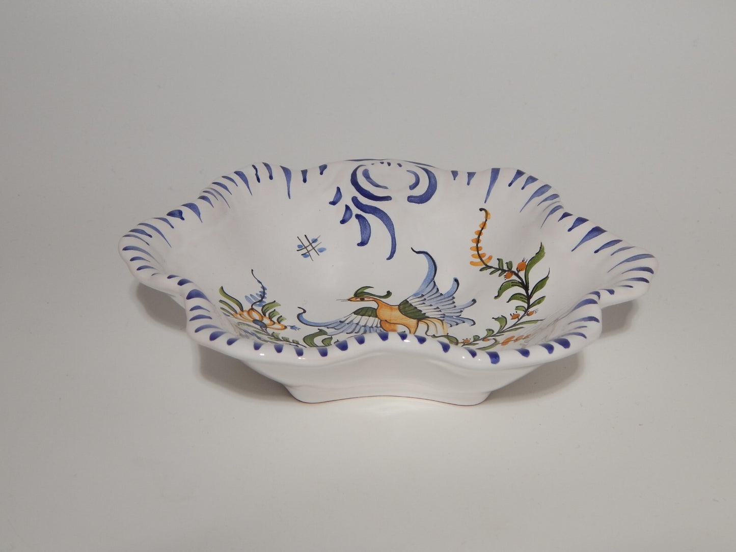 VINTAGE CIOTOLA SVUOTA TASCHE POSACENERE CERAMICA DIPINTA A MANO MOUSTIERS