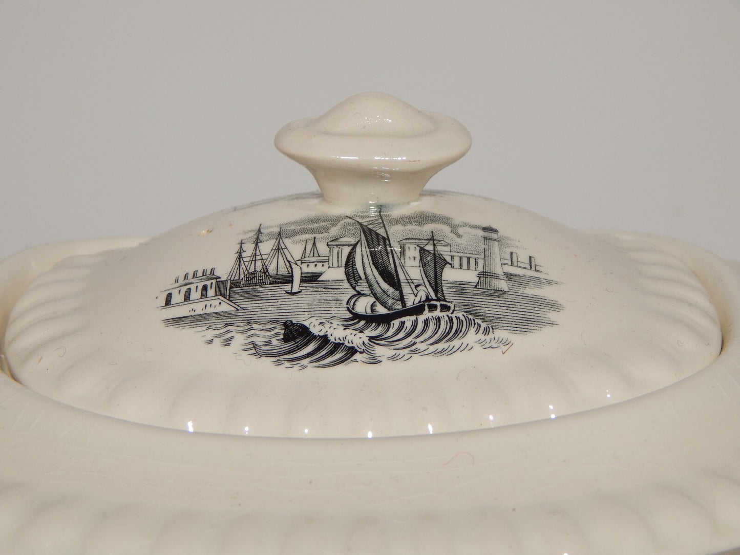 ANTICA RARA TEIERA INGLESE SEMI PORCELLANA COPELAND SPODE PAESAGGIO MARINO