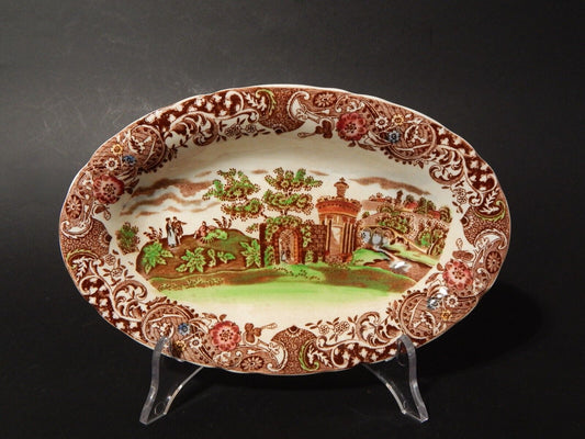 ANTICO VASSOIO RAVIERA SEMI PORCELLANA INGLESE W. R. MIDWINTER LANDSCAPE