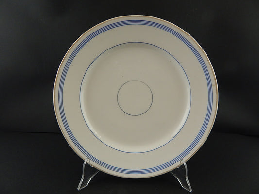 ANTICO PIATTO VASSOIO ROTONDO PORCELLANA PARIGI BIANCA BLU ORO NAPOLEONE III