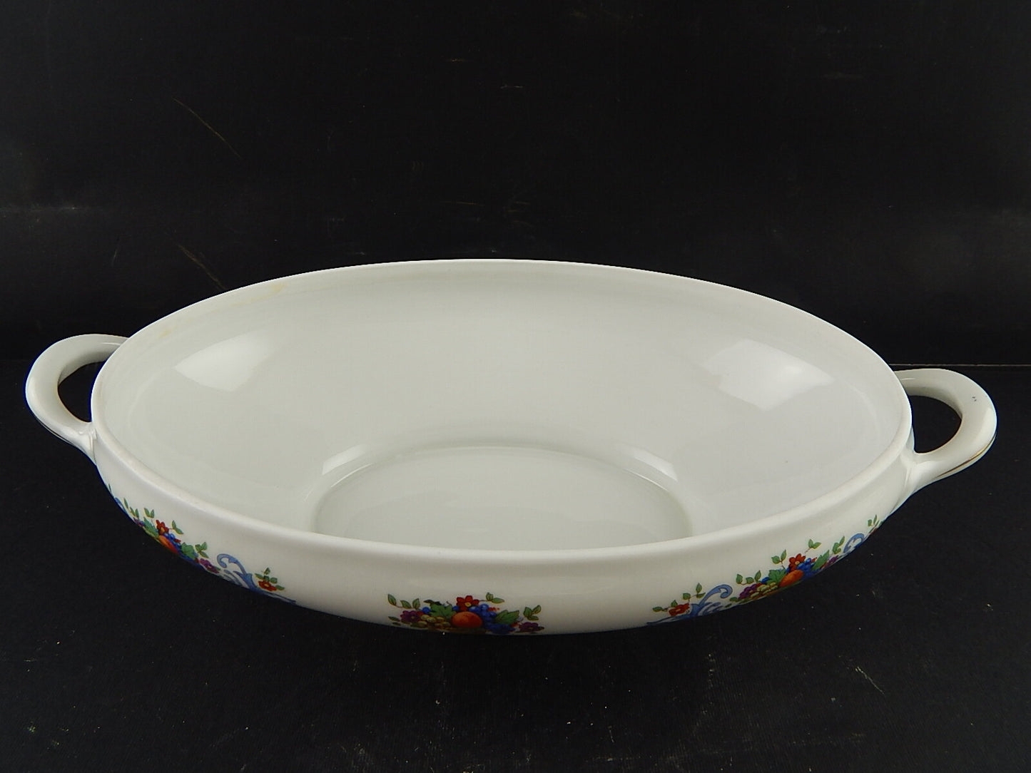 ANTICA LIBERTY LEGUMIERA ZUPPIERA CENTROTAVOLA PORCELLANA BOEMA DECORO POLICROMO