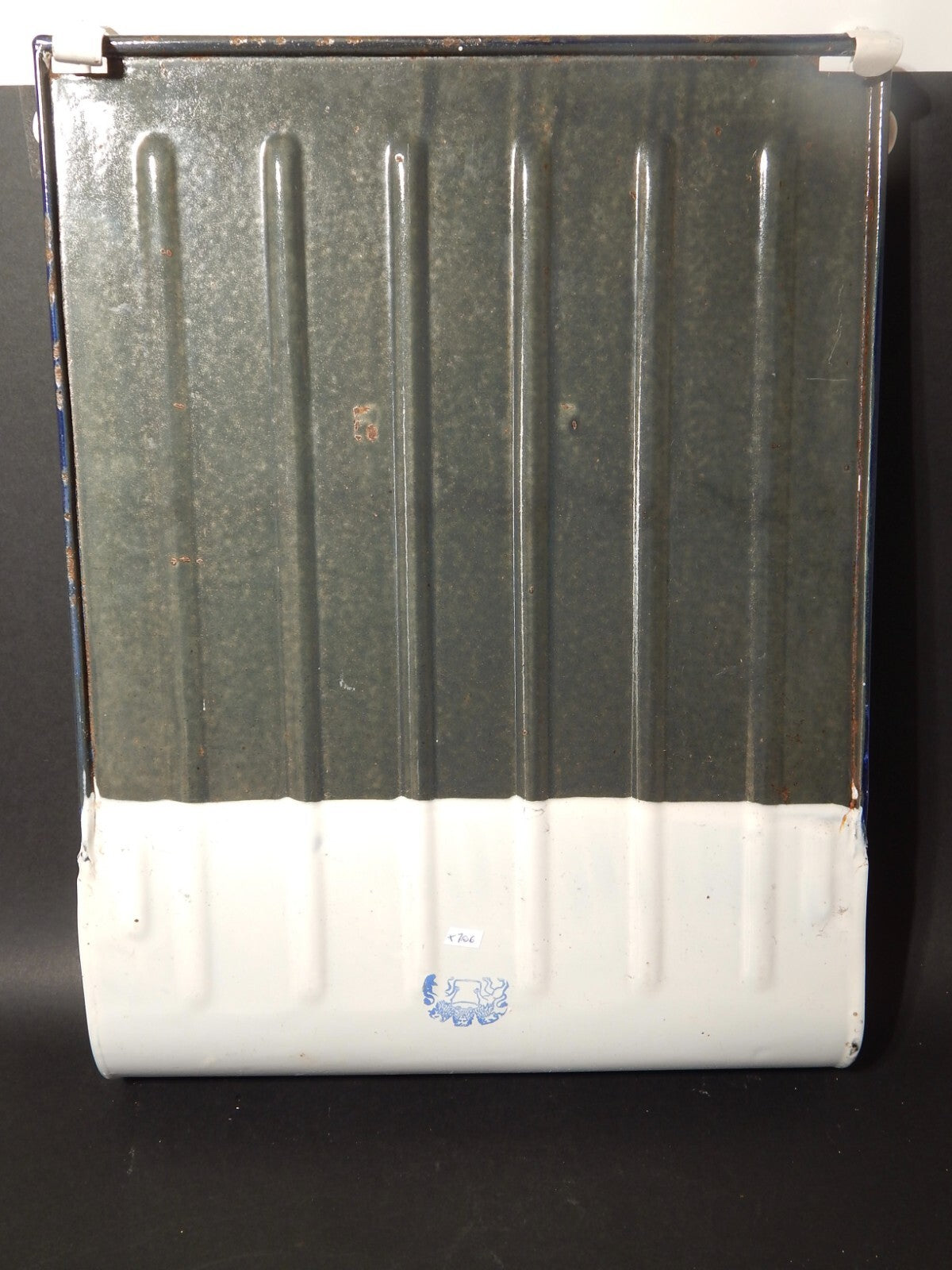 ANTICO PORTA MESTOLI CUCINA ANNI '30 LATTA SMALTATA PORCELLANATA BIANCA #