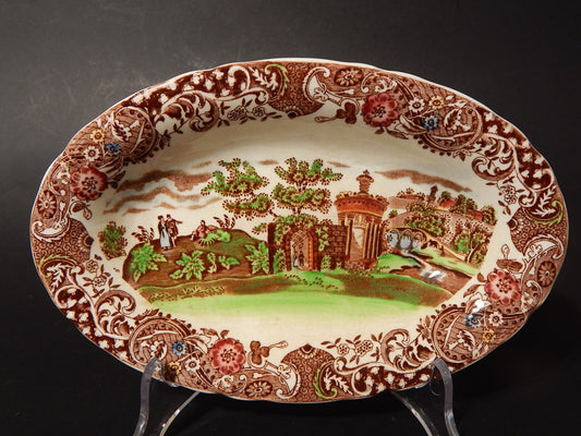 ANTICO VASSOIO RAVIERA SEMI PORCELLANA INGLESE W. R. MIDWINTER LANDSCAPE