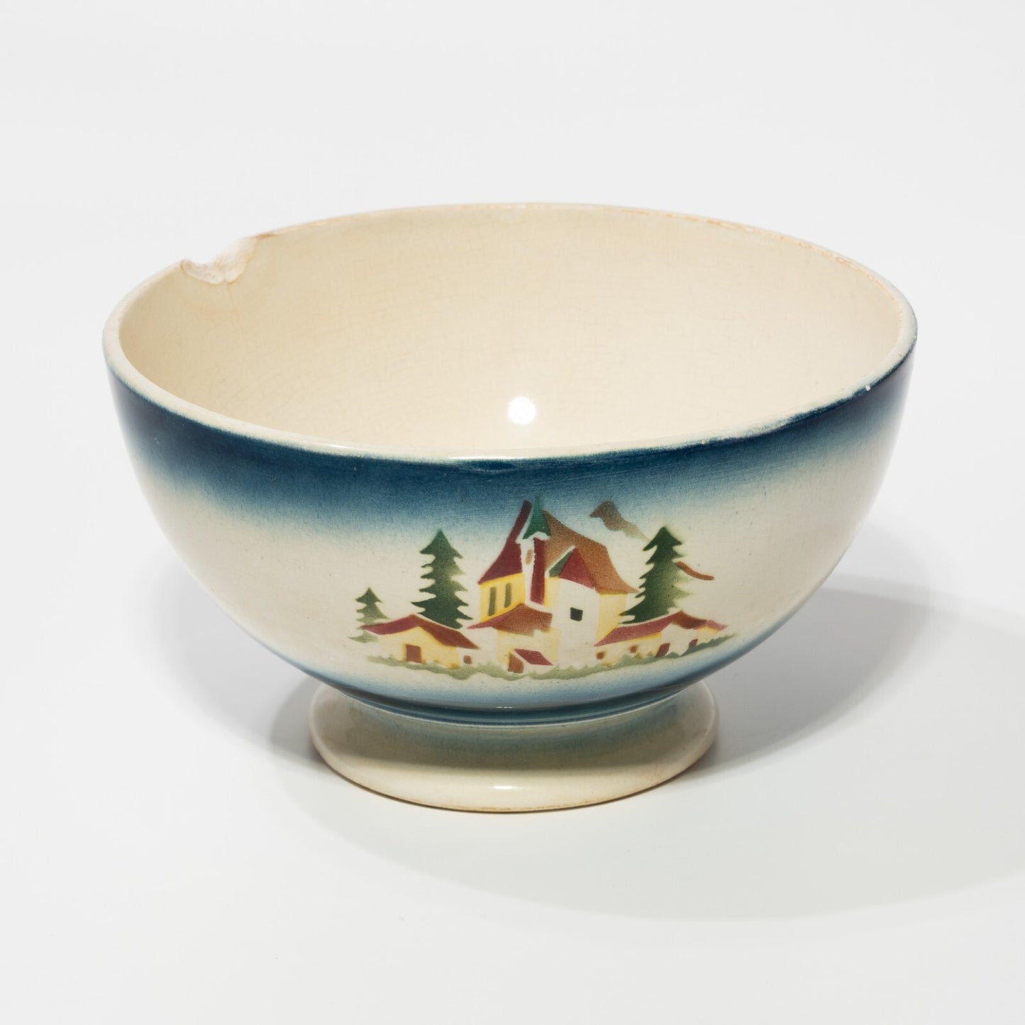 ARTE POVERA ANTICA SCODELLA TAZZA SOCIETA' CERAMICA ITALIANA LAVENO AEROGRAFO