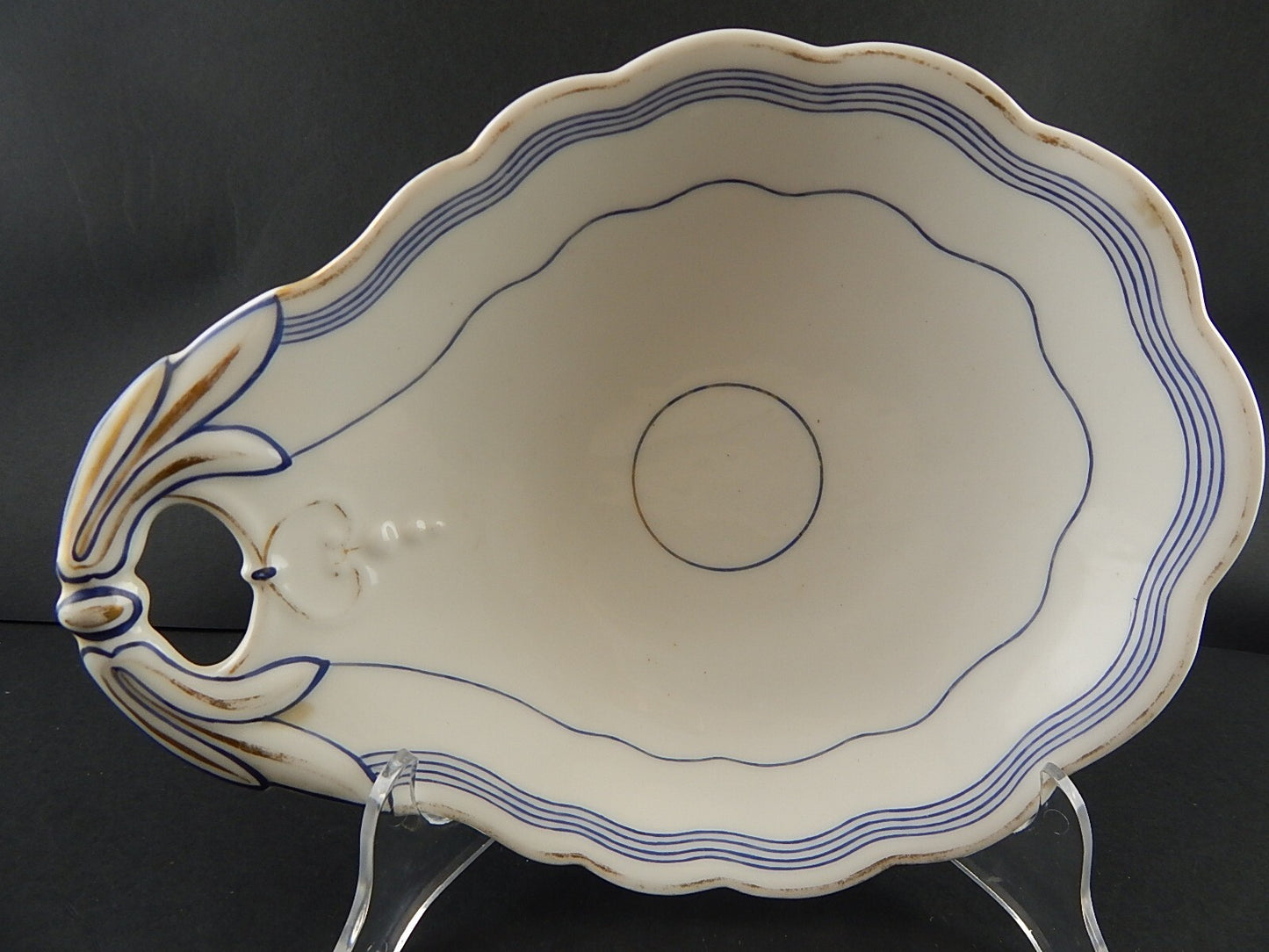 ANTICA RAVIERA CONCHIGLIA VASSOIO PORCELLANA PARIGI BIANCA BLU ORO NAPOLEONE III