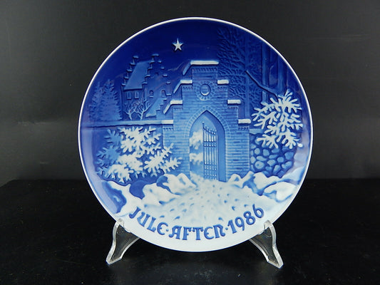 ROYAL COPENHAGEN BING&GRONDAHL PIATTO DI NATALE 1986 PORCELLANA BLU DIFETTO