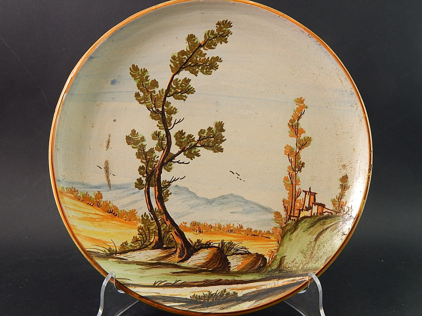 ANTICO PIATTO PARATA MAIOLICA CERAMICA BOTTEGA CASTELLI ABRUZZO #2140