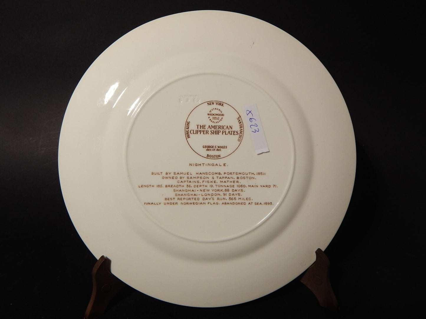 VINTAGE PIATTO PORCELLANA WEDGWOOD THE AMERICAN CLIPPER SHIP PLATES NIGHTINGALE