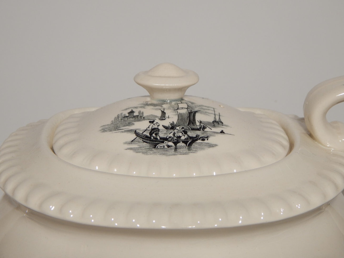 ANTICA RARA TEIERA INGLESE SEMI PORCELLANA COPELAND SPODE PAESAGGIO MARINO