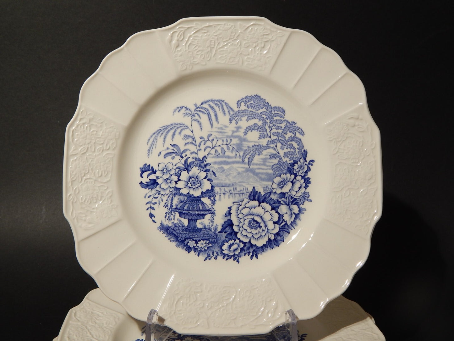 ANTICO SERVIZIO 6 PIATTI CERAMICA MYOTT SON STAFFORDSHIRE ENGLAND BIANCO BLU