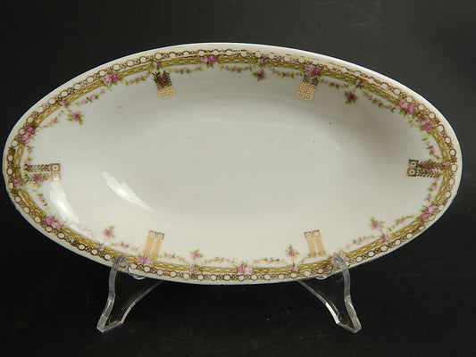 ANTICA RAVIERA VASSOIO PORCELLANA GINORI LIBERTY GHIRLANDE DI ROSE ORO ZECCHINO