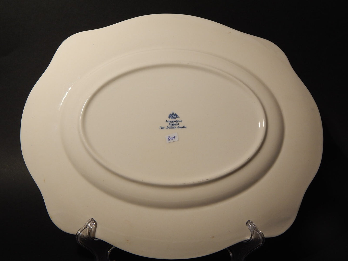 VINTAGE JOHNSON BROS OLD BRITAIN CASTLE BLU GRANDE VASSOIO SEMI-PORCELLANA