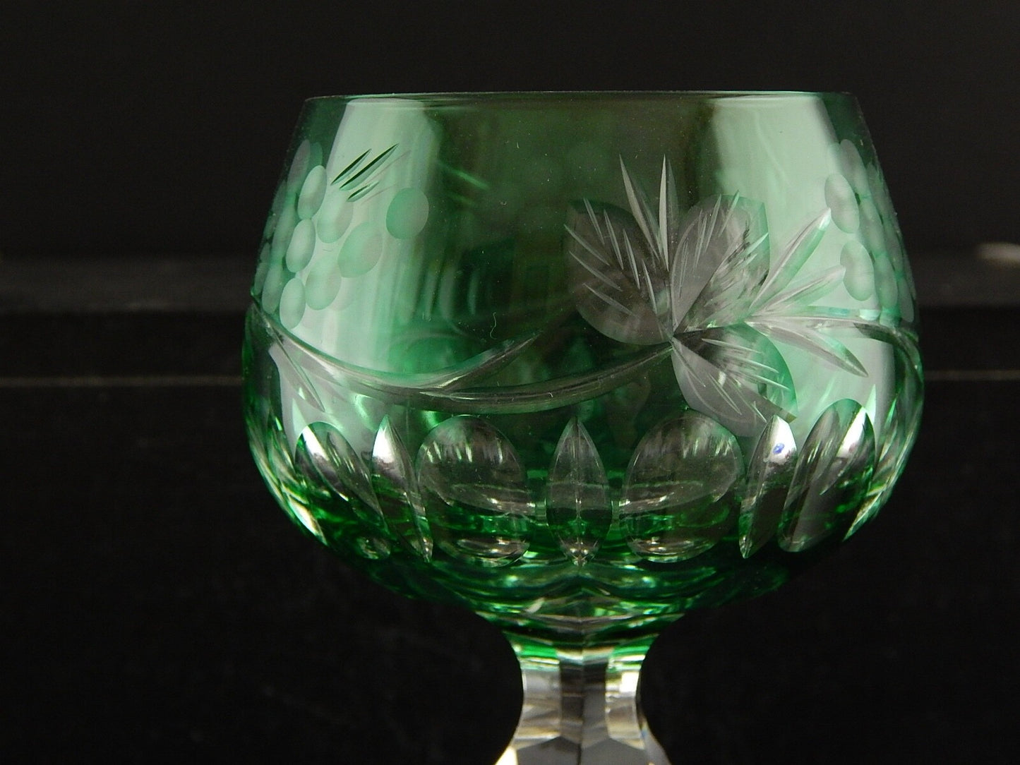 PREZIOSO VINTAGE BICCHIERE CALICE CRISTALLO BOEMIA MOLATO VERDE