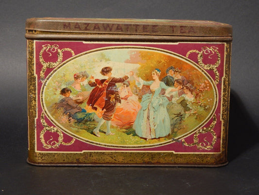 ANTICA RARA ORIGINALE SCATOLA LATTA INGLESE MAZAWATTEE TEA NEW CROSS LONDON