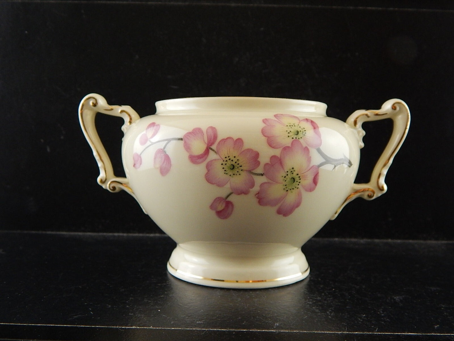 ANTICA ART DECO ZUCCHERIERA PORCELLANA HEINRICH &CO SELB BAVARIA FIORI PESCO