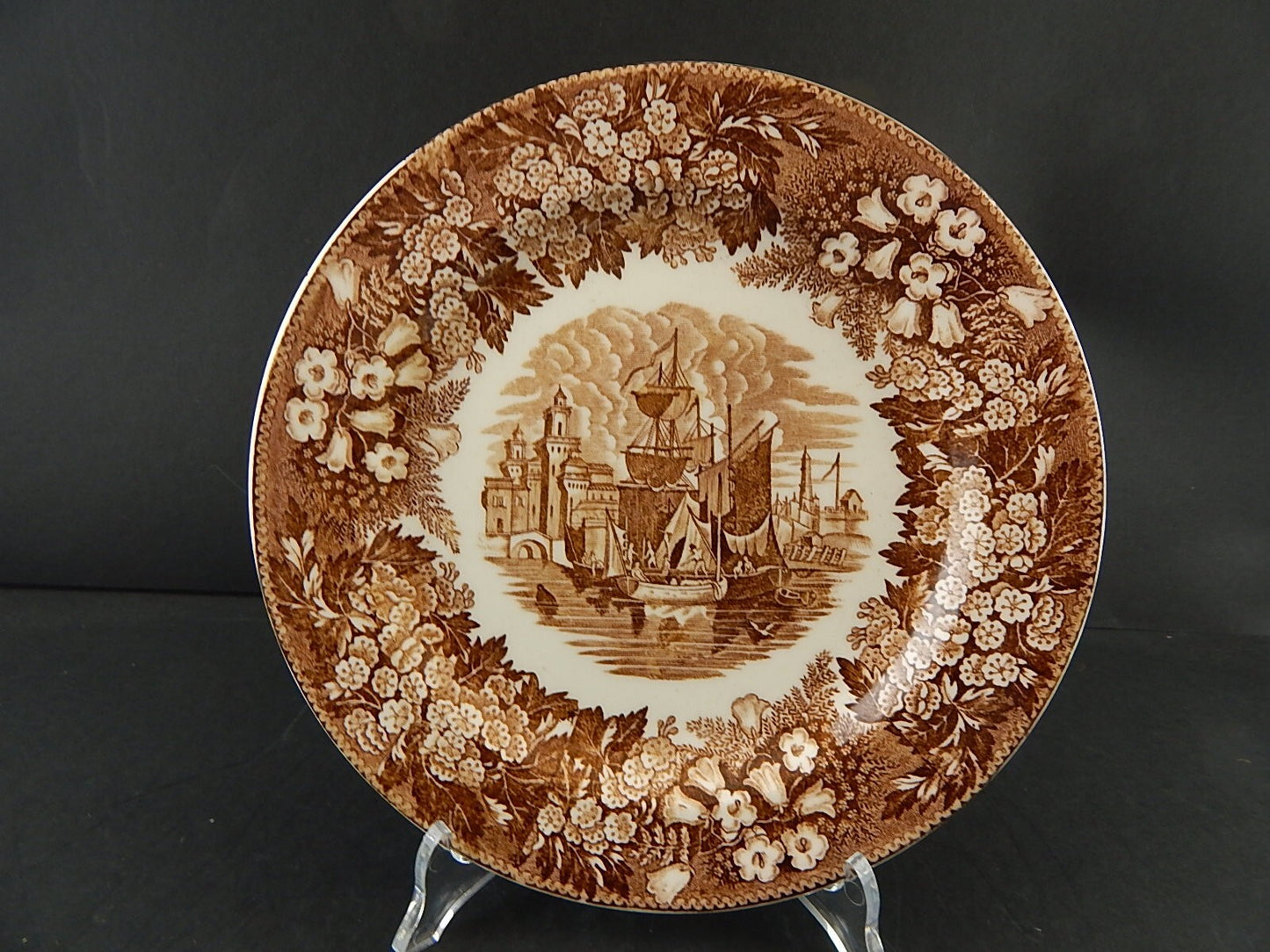 ANTICO PIATTO SEMI PORCELLANA RICHARD MILANO DECORO FERRARA META' 800 #9990