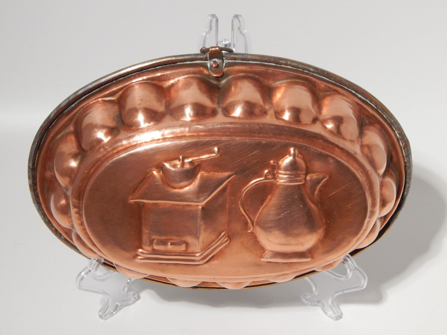 VINTAGE CUCINA FORMELLA STAMPO OVALE RAME PRIMA META' 900 CM 31