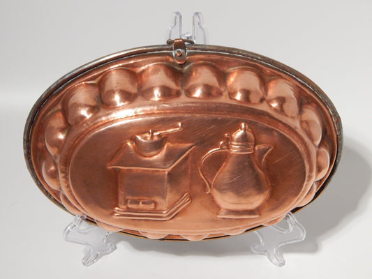 VINTAGE CUCINA FORMELLA STAMPO OVALE RAME PRIMA META' 900 CM 31