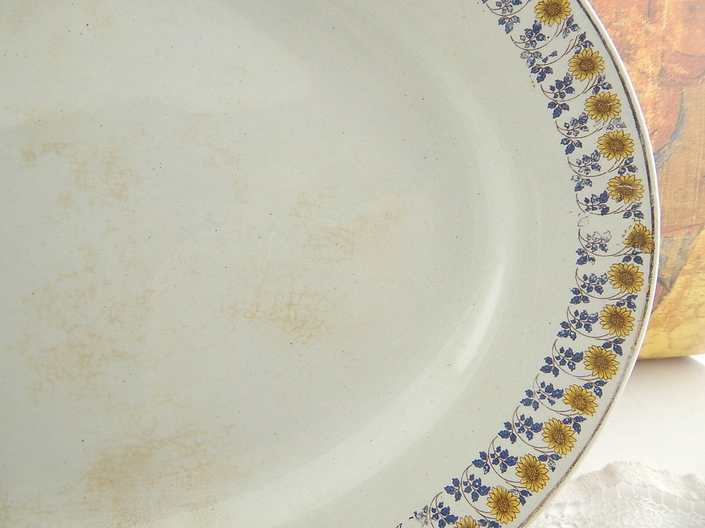 ANTICO ART NOUVEAU VASSOIO RAVIERA SOCIETÀ CERAMICA ITALIANA LAVENO GIRASOLI #