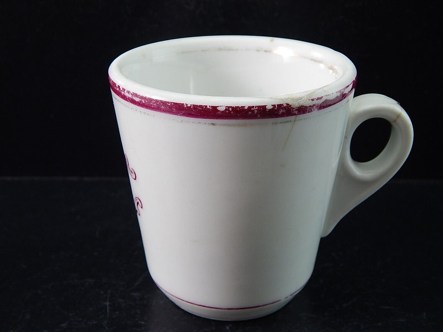 GINORI DOCCIA ANTICA RARA TAZZA PORCELLANA 1860 CON MONOGRAMMA #2076