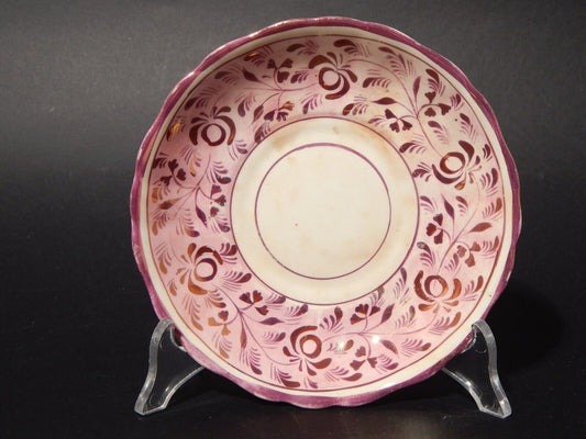 ANTICO GEORGIANO PIATTINO PORCELLANA LUSTRO ROSA STAFFORDSHIRE X269