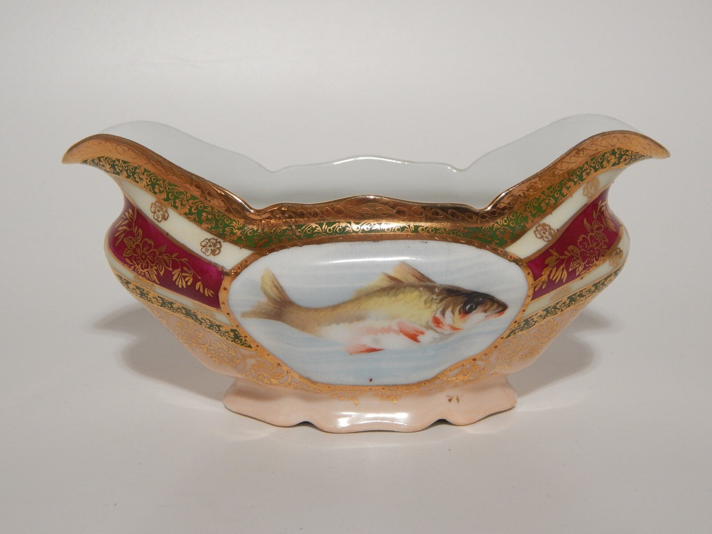 ANTICA SALSIERA PER PESCE IN STILE PORCELLANA IMPERIALE MARCHIO VIENNA AUSTRIA