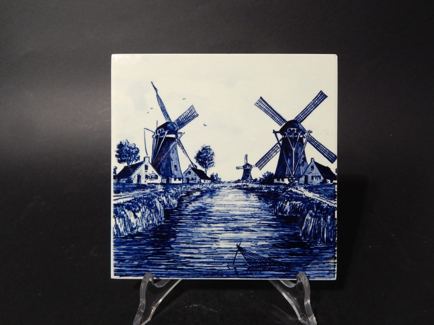 VINTAGE AUTENTICA PIASTRELLA MATTONELLA PORCELLANA DI DELFTS BLAUW BIANCO BLU #