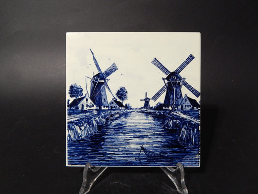 VINTAGE AUTENTICA PIASTRELLA MATTONELLA PORCELLANA DI DELFTS BLAUW BIANCO BLU #