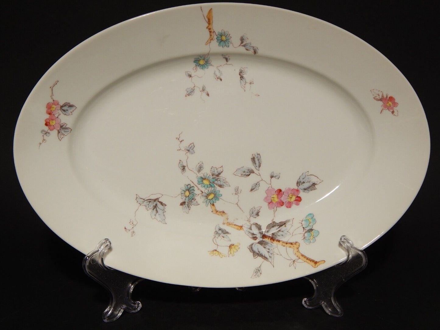 ANTICO VASSOIO OVALE PIATTO PORTATA PORCELLANA GINORI FINE 800 RAMO FIORITO
