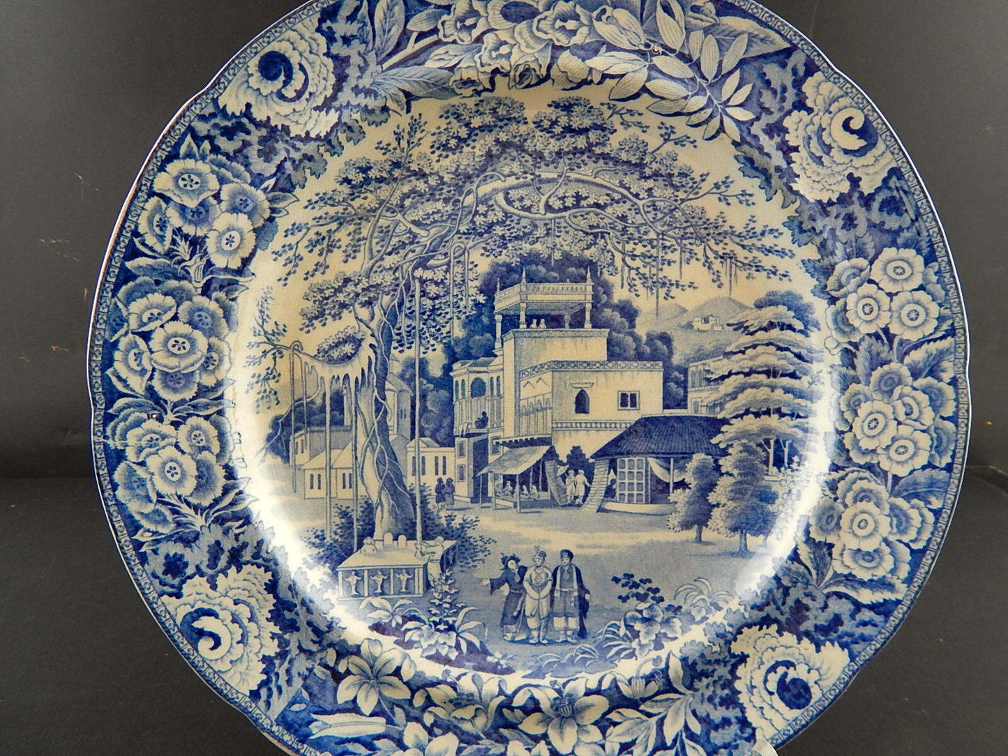 ANTICO DEL 1854 AUTENTICO RARO PIATTO SEMI-PORCELLANA WEDGWOOD TRANSFERWARE