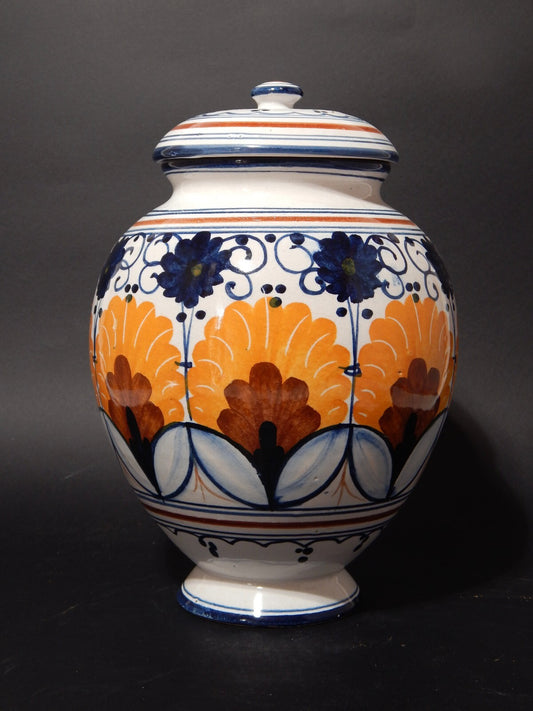 VINTAGE VASO CON COPERCHIO ALBARELLO CERAMICA FAENZA FATTO DECORATO A MANO ITALY
