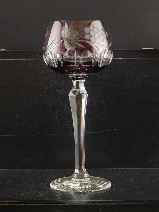 PREZIOSO VINTAGE BICCHIERE CALICE CRISTALLO BOEMIA MOLATO VIOLA