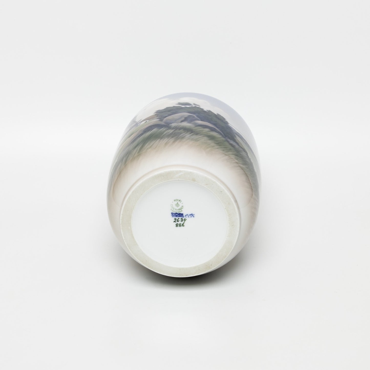 VASO URNA PORCELLANA ROYAL COPENHAGEN "Paesaggio con Mulino" ORIGINALE CM 24