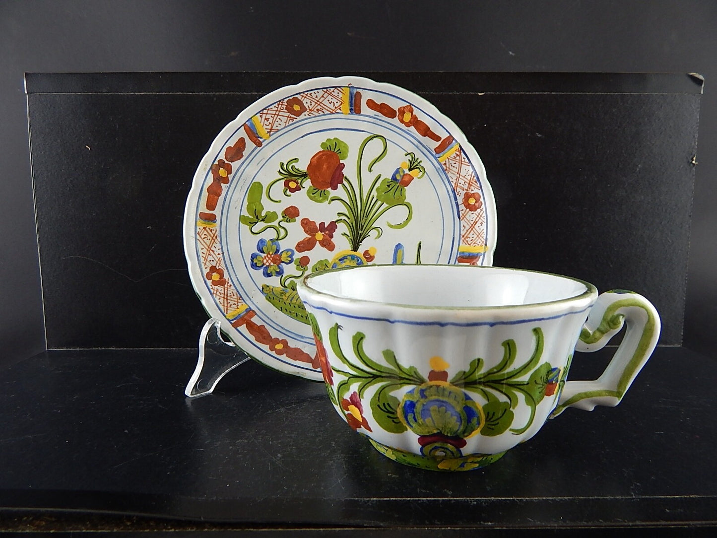 VINTAGE TAZZA DA TE' AL GAROFANO CERAMICA MAIOLICA MORELLI FAENZA HANDMADE ITALY