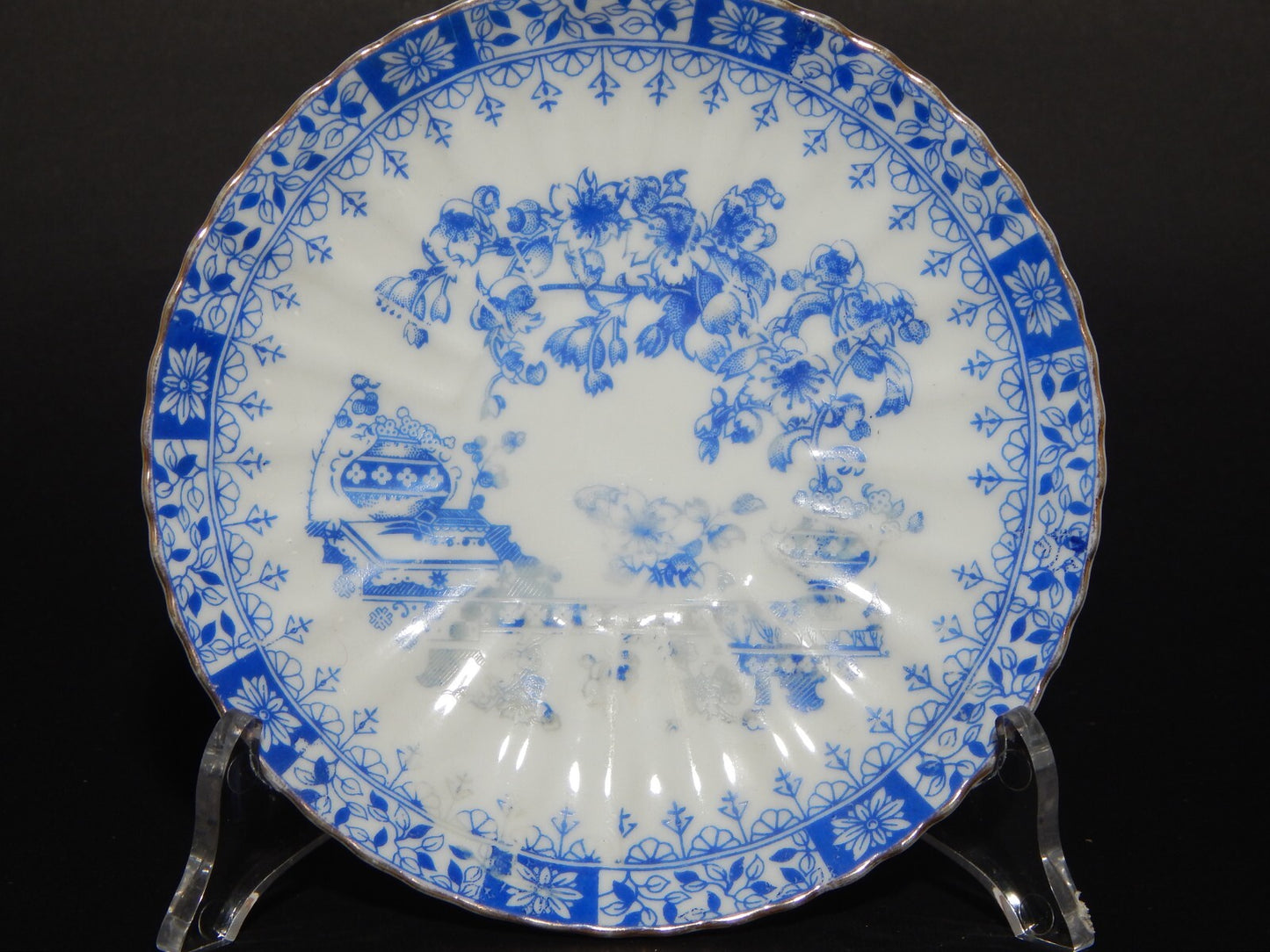 ANTICHI 4 PIATTINI SOTTO TAZZA PORCELLANA DISEGNO BLU CHINA BAVARIA