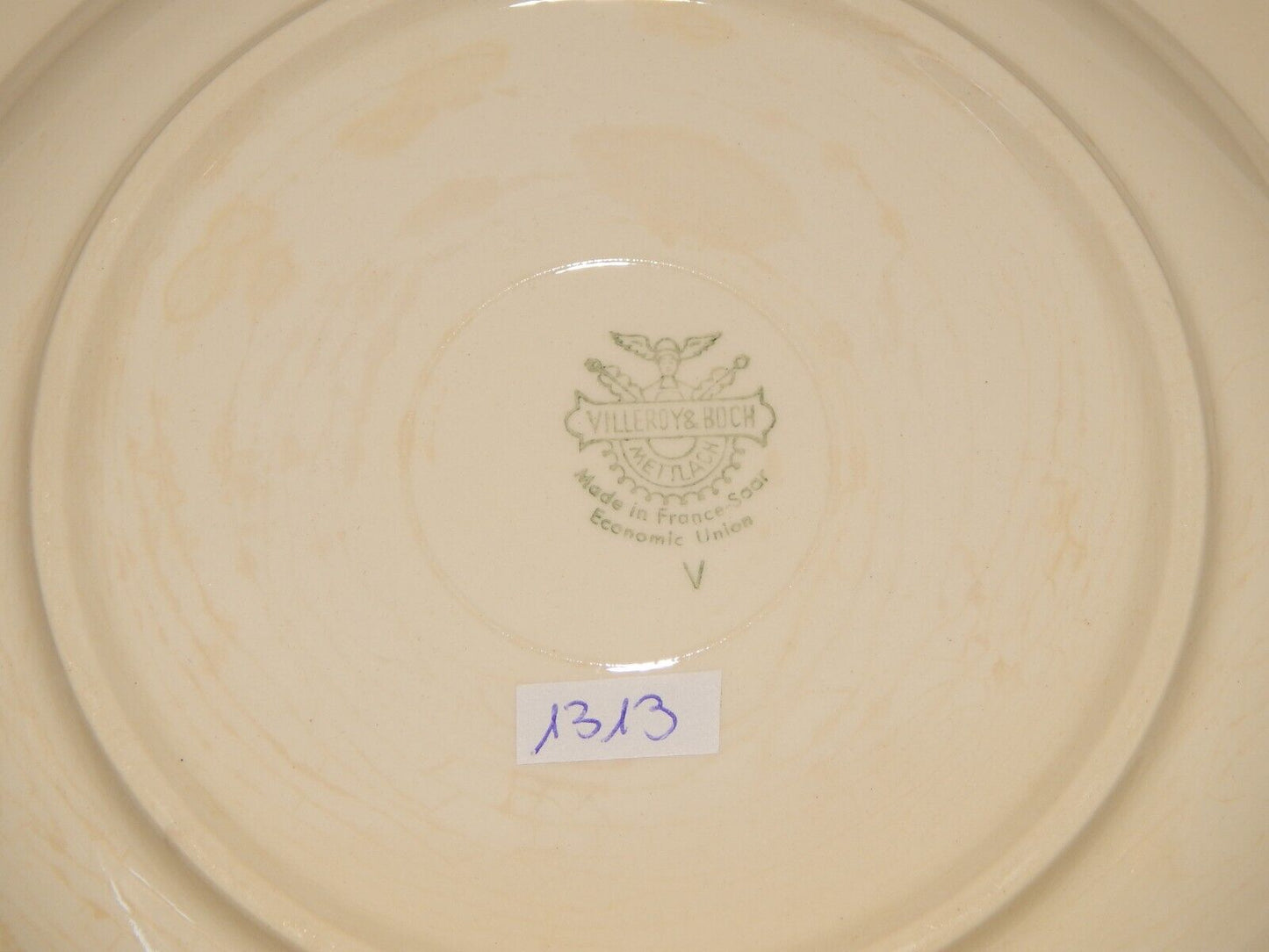 MODERNARIATO DEL 1946 VILLEROY&BOCH METTLACH PIATTO FONDO CERAMICA FASCIA VERDE