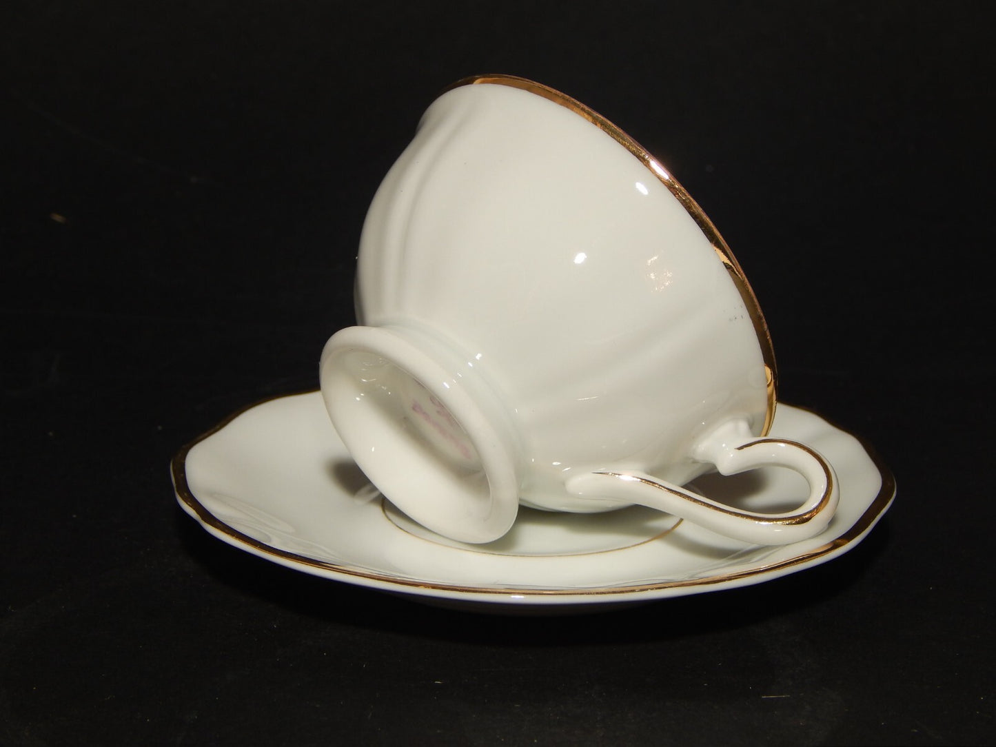 ANTICO SERVIZIO 6 TAZZINE CAFFE' PORCELLANA BIANCA E ORO BAVARIA OSCAR SCHALLER